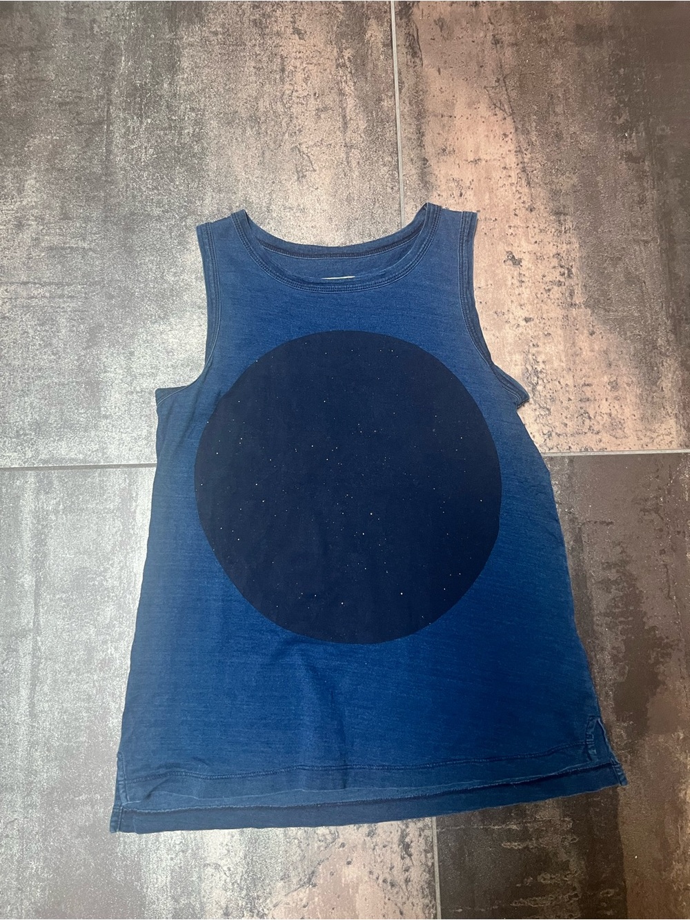Current/Elliott Indigo Tank with Navy Circle Graphic